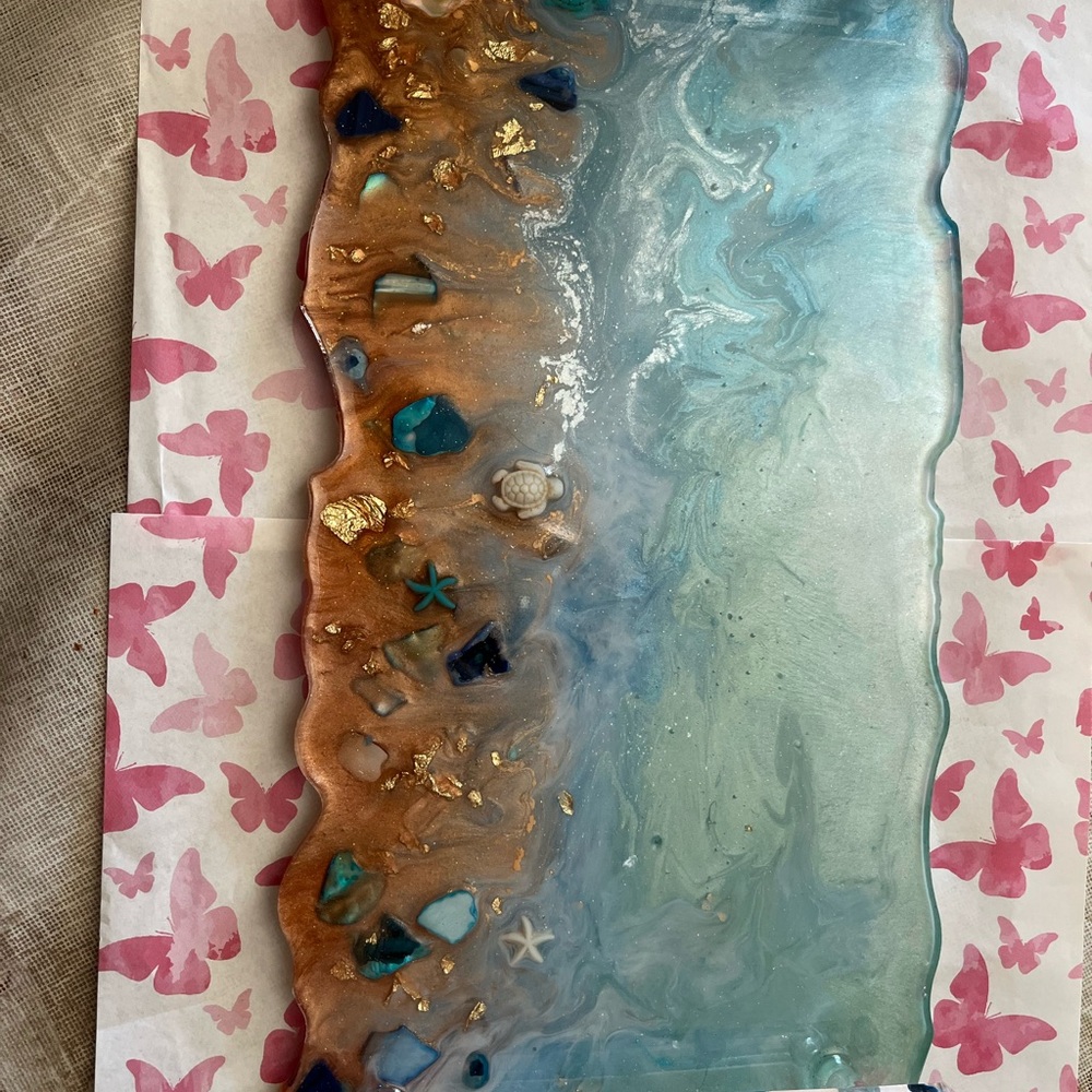 Ocean-Inspired Resin Art Piece